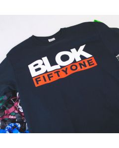 Blok 51 Orange and White Logo on Black T shirt