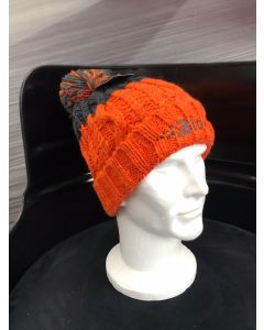 Blok 51 - Orange And Graphite Grey Bobble Hat - Half Fleece Lined