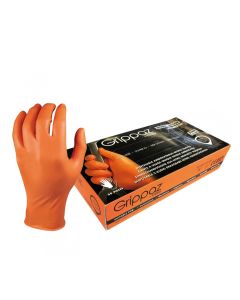 Grippaz Orange Semi-Disposable Nitrile Fishscale Gloves (Pack of 50) - Large