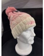 Blok 51 - Pink And White Bobble Hat - Fleece Lined